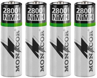Akkus und Batterien, NiMH-Mignon-Akkus, 4er-Set NIMH-2800/4